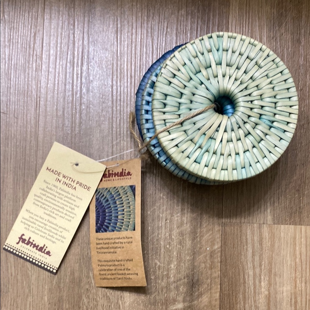 Fabindia Blue and Cream Woven Baskets
